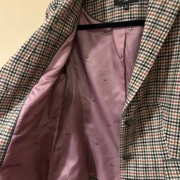 Talbots Houndstooth Blazer in Black, Cream & Pink - Picture 4 of 6